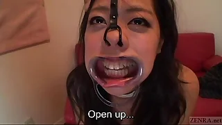 Subtitled bizarre Japanese facial cancellation blowjob